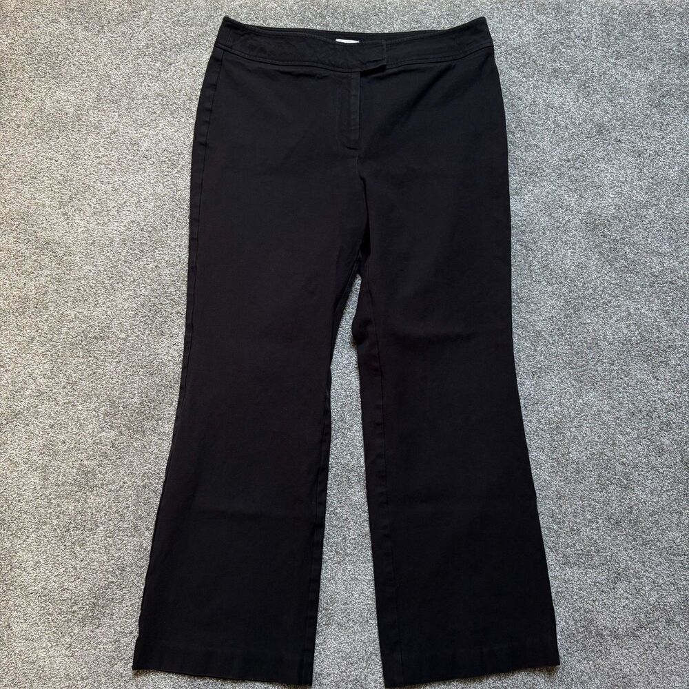 Chicos Pants Womens 2 Short Black Flare Stretch Career Work Trousers Office